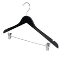44.5cm Black Wooden Combination Hanger With Clips 12mm thick Sold in Bundle of 25/50/100 - Mycoathangers