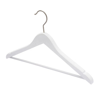 44.5cm Premium White Wood Hanger With Bar 20mm Thick Sold in 10/20/50 - Mycoathangers