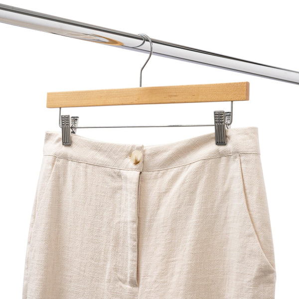 35.5cm Natural Wooden Pant Hanger With Clips Sold in Bundle of 25/50/100 - Mycoathangers