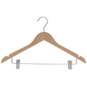 44.5cm Premium Raw Wood Combination Hanger With Clips - NO Lacquer 12mm thick Sold in Bundle of 25/50/100 - Mycoathangers