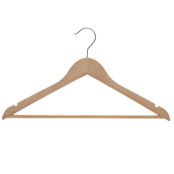 44.5cm Premium Natural Raw Wood Hanger With Bar & NO Lacquer 12mm thick Sold in Bundle of 25/50/100 - Mycoathangers