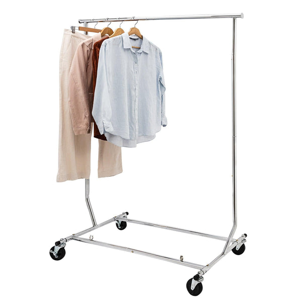 Shop Essential Chrome Metal Garment Rack Commercial Grade (150kgs Weight Capacity) Sold in 1/3/5 - Mycoathangers