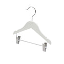 25cm White Wooden Baby Hangers W/Clips & Notches Sold in Bundles of 10/20/50/100