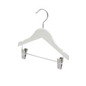 25cm White Wooden Baby Hangers W/Clips & Notches Sold in Bundles of 25/50/100