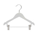 30.5cm White Wooden Baby Hangers W/Clips & Notches Sold in Bundles of 10/20/50/100