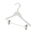 30.5cm White Wooden Baby Hangers W/Clips & Notches Sold in Bundles of 20/50/100