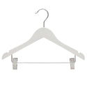 36cm White Wooden Baby Hangers W/Clips & Notches Sold in Bundles of 20/50/100
