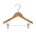 30.5cm Natural Wooden Baby Hangers W/Clips & Notches Sold in Bundles of 10/20/50/100