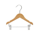 25cm Natural Wooden Baby Hangers W/Clips & Notches Sold in Bundles of 20/50/100