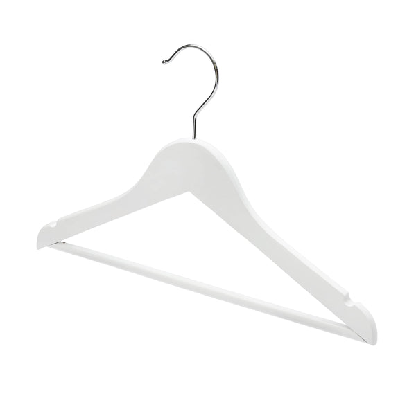 36cm White Wooden Baby Hanger w/ Bar Sold in Bundle of 10/20/50/100