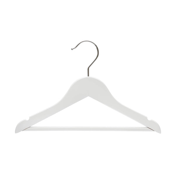 30.5cm White Wooden Baby Hanger w/ Bar Sold in Bundle of 20/50/100