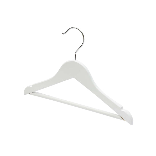 30.5cm White Wooden Baby Hanger w/ Bar Sold in Bundle of 10/20/50/100