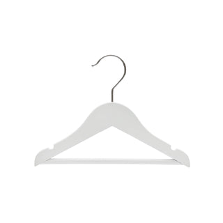 25cm White Wooden Baby Hanger w/ Bar Sold in Bundle of 10/20/50/100