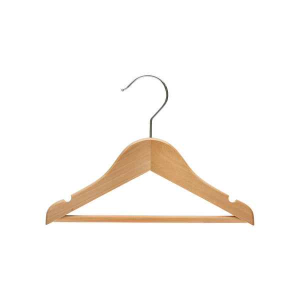 25cm Natural Wooden Baby Hanger w/ Bar Sold in Bundle of 20/50/100