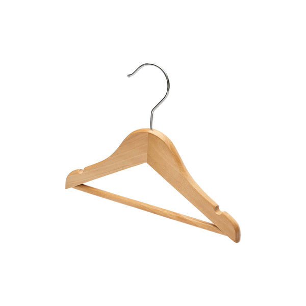 25cm Natural Wooden Baby Hanger w/ Bar Sold in Bundle of 10/20/50/100