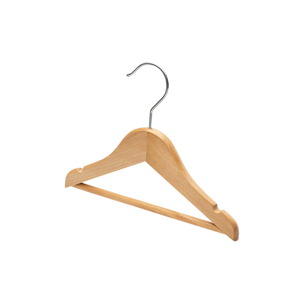 25cm Natural Wooden Baby Hanger w/ Bar Sold in Bundle of 20/50/100