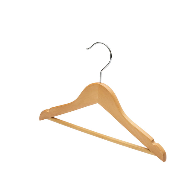30.5cm Natural Wooden Baby Hanger w/ Bar Sold in Bundle of 10/20/50/100