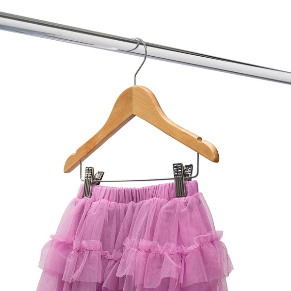 30.5cm Natural Wooden Baby Hangers W/Clips & Notches Sold in Bundles of 10/20/50/100