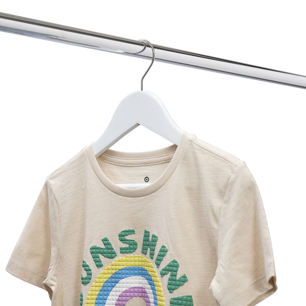 36cm White Wooden Baby Hanger w/ Bar Sold in Bundle of 10/20/50/100