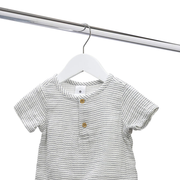 25cm White Wooden Baby Hanger w/ Bar Sold in Bundle of 10/20/50/100