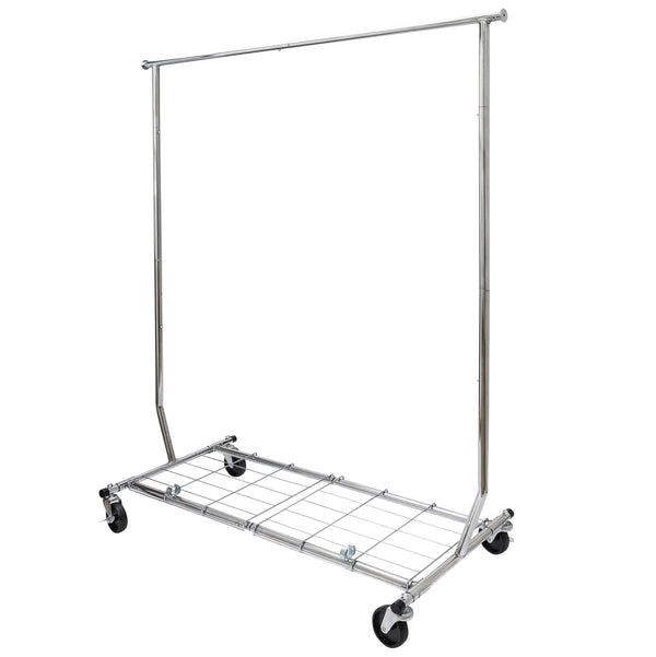 Home Essential Chrome Metal Garment Rack (100kgs Weight Capacity) & Removable Metal Bottom Screen Sold in 1/3