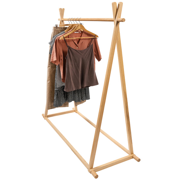 Shop Essential Heavy-Duty Solid Ash Wood Clothing Rack (120kg Weight Capacity) – Extra Long & Thick Rails Sold in 1/3