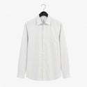 White dress shirt on a hanger against a white background