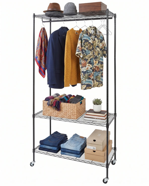 Black Metal Rack with shelves 