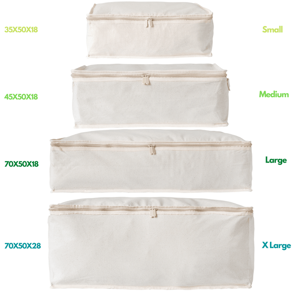 LUSH 10oz Extra Thick Pure Natural Cotton Storage Bags - 4 Pack - (Small X 1 + Medium X 1 + Large X 1 + X-Large X 1)
