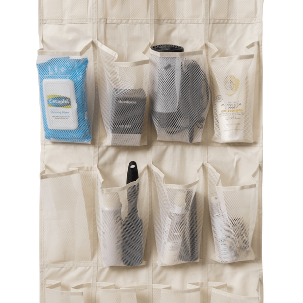 LUSH 24-Mesh Pocket Over-the-Door Hanging Large-Size Organizer - Ivory - Mycoathangers