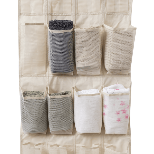 LUSH 24-Mesh Pocket Over-the-Door Hanging Large-Size Organizer - Ivory - Mycoathangers