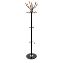 Home Deluxe Heavy Duty Coat Rack (Black Metal & Beech Wood ) With Solid Marble Base and 16 Pegs - Mycoathangers