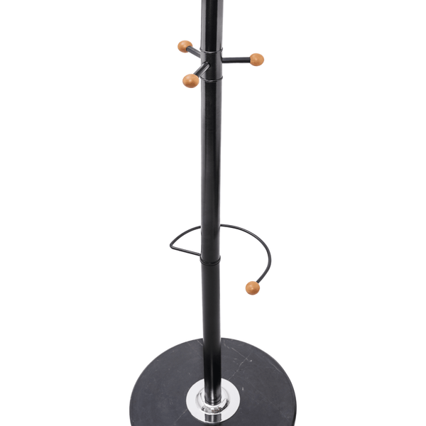 Home Deluxe Heavy Duty Coat Rack (Black Metal & Beech Wood ) With Solid Marble Base and 16 Pegs - Mycoathangers