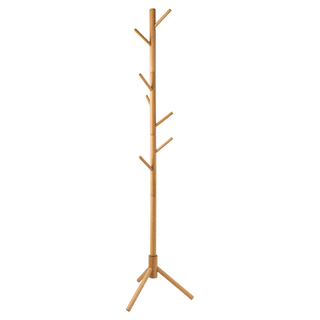 Home Basic Solid Oak Wood Tree Coat Rack Stand, 8 Hooks - Natural - Easy Installation - Mycoathangers