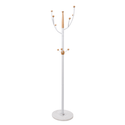 Home Deluxe Heavy Duty Metal Coat Stand (White Metal & Beech Wood) With Solid Marble Base With 9 Pegs - Mycoathangers