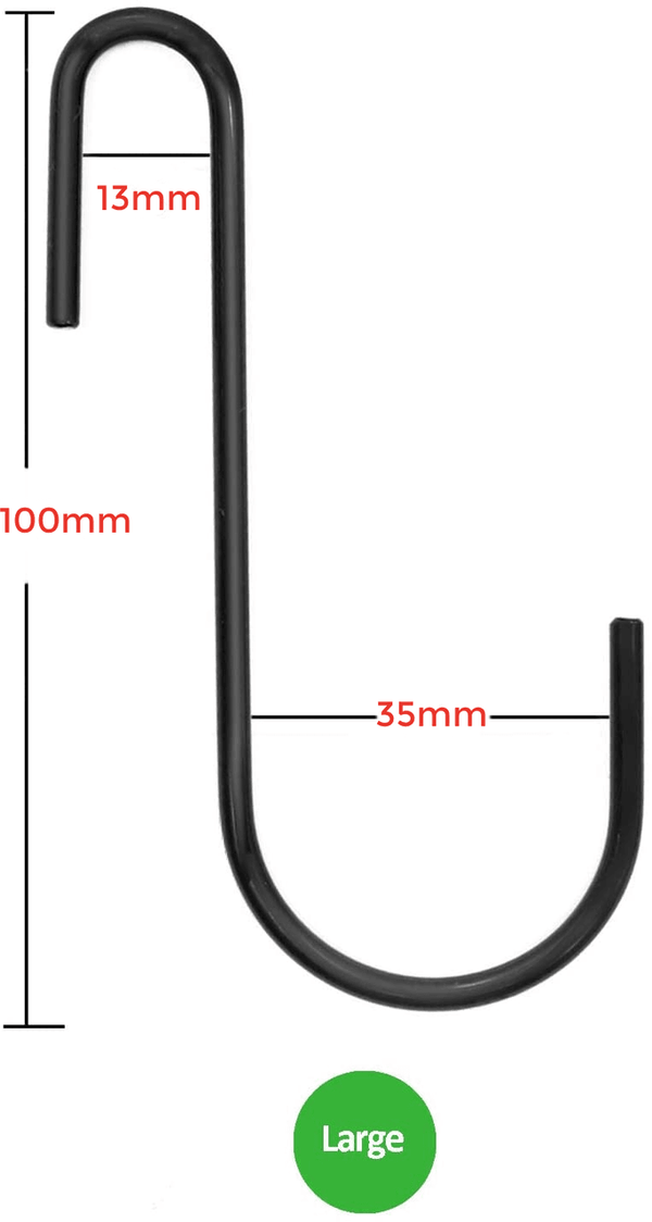 Large Size Heavy Duty S Metal Hooks - Matte Black - 304 Stainless Steel with 4mm Thick - Mycoathangers