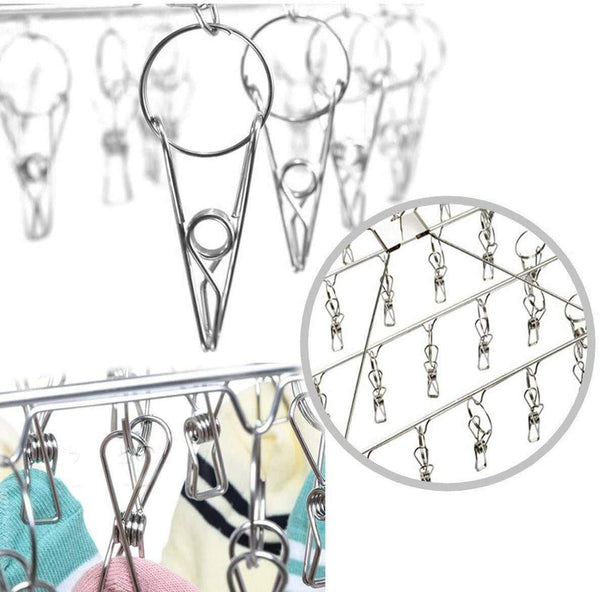 316 Marine Grade Stainless Steel Stainless Steel Round Hanging Drying Rack with 20 Pegs