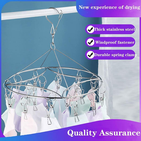316 Marine Grade Stainless Steel Stainless Steel Round Hanging Drying Rack with 20 Pegs