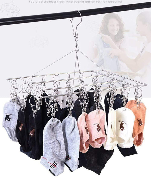 316 Marine Grade Stainless Steel Stainless Steel Round Hanging Drying Rack with 34 Pegs