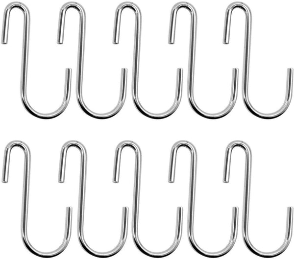 Medium Size Heavy Duty S Metal Hooks - Silver Colour - 304 Stainless Steel with 4mm Thick- Sold in 5/25/50