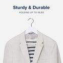 17'' White Wooden Suit Hanger With Bar 14mm thick With Soft Rubber Sold in 25/50/100