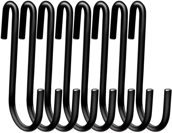 Medium Size Heavy Duty S Metal Hooks - Matte Black - 304 Stainless Steel with 4mm Thick- Sold in 5/25/50