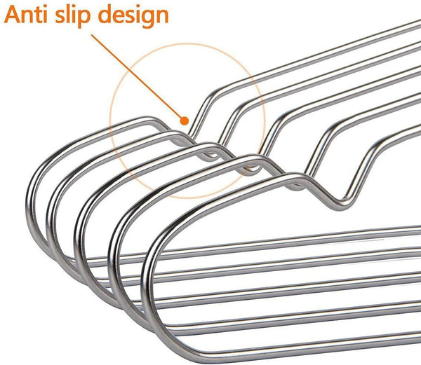 Heavy Duty 17'' Chrome Metal Suit Hanger (4.5mm thick) w/Notches Sold in Bundles of 25/50/100