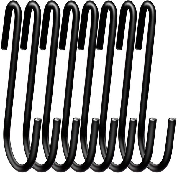 Large Size Heavy Duty S Metal Hooks - Matte Black - 304 Stainless Steel with 4mm Thick- Sold in 5/25/50