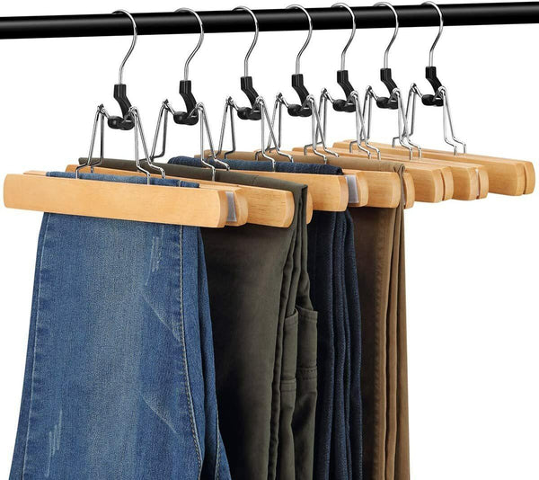 9'' Pant And Skirt Wooden Hanger w/Snap-Lock Sold in Bundle of 25/50/100