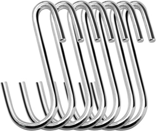 Medium Size Heavy Duty S Metal Hooks - Silver Colour - 304 Stainless Steel with 4mm Thick - Mycoathangers