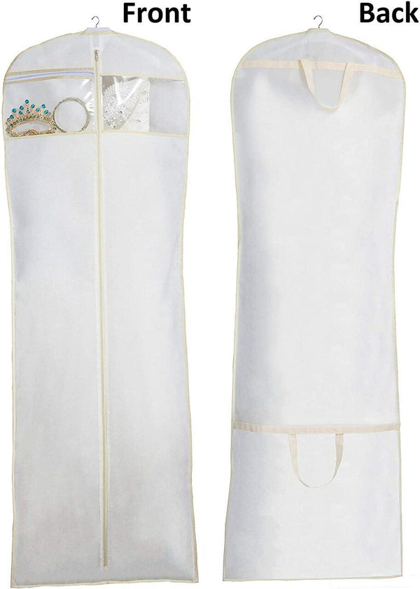 Bridal Wedding Gown Dress Garment Bag White Colour with Ivory Colour Trim Sold in 1/3/5/10