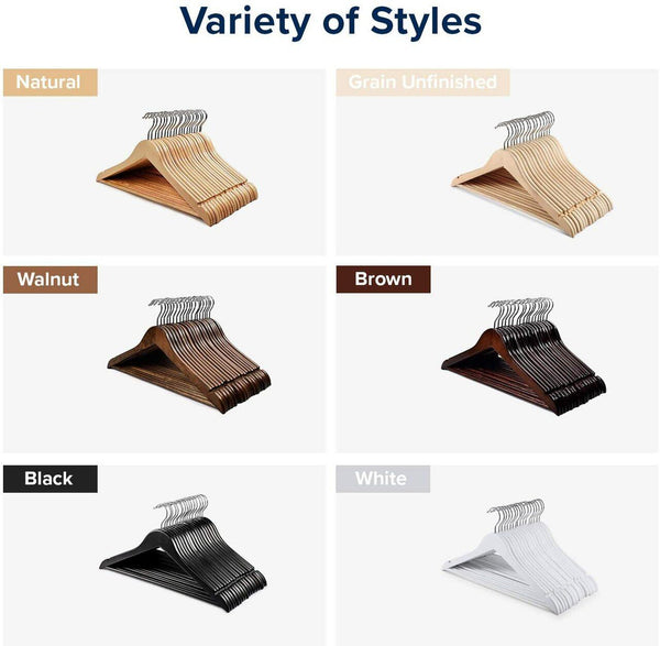 17'' Premium Natural Raw Wood Hanger With Bar & NO Lacquer 12mm thick Sold in Bundle of 25/50/100