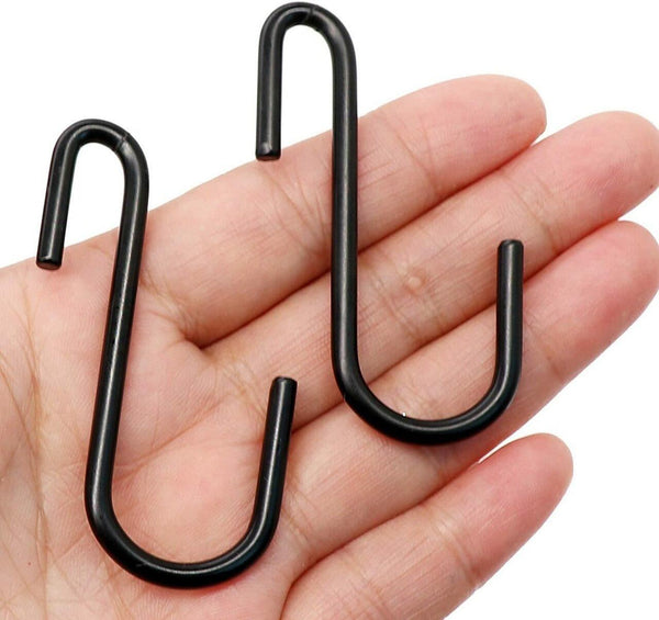 Small Size Heavy Duty S Metal Hooks - Matte Black - 304 Stainless Steel with 4mm Thick- Sold in 5/25/50