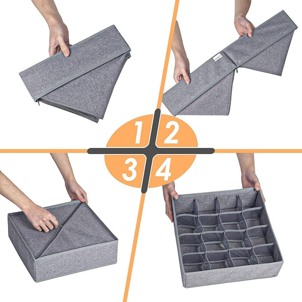 Home Basic Non Woven Fabric Drawer Storage Boxes Enhanced Layers - Easy Fordable with Zipper